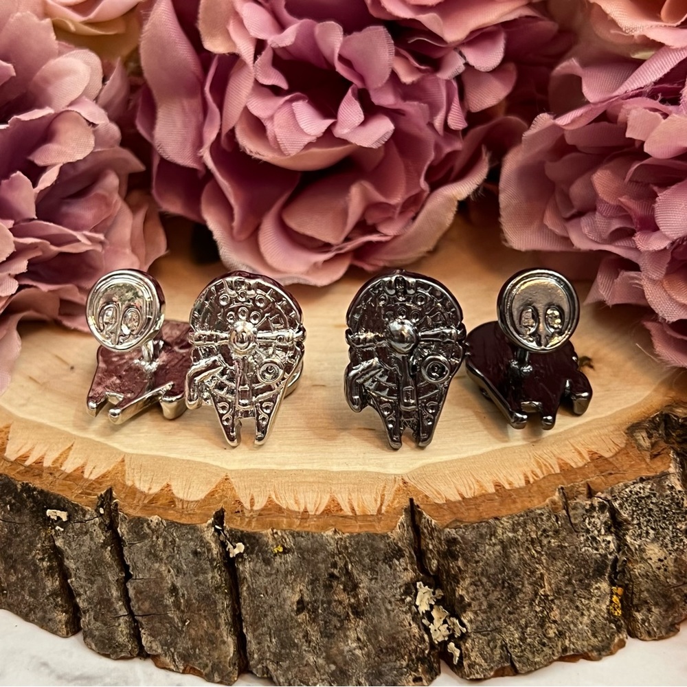 Gunmetal and Silver Star Wars Millennium Falcon Cufflinks - Picture 10 of 16